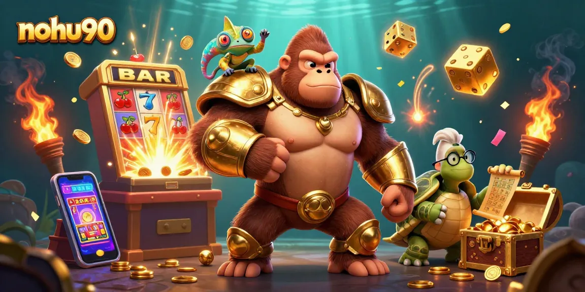 Join the action at nohu90 with a powerful gorilla king and dynamic casino elements!
