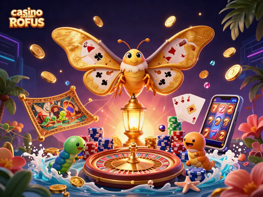 Win big at casino sider uden ROFUS with golden coins, vibrant chips, and jackpot thrills!
