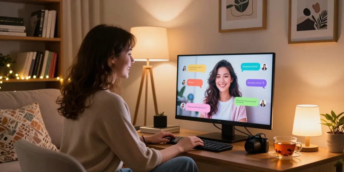Engaging virtual dating scene showcasing a girlfriend AI in an inviting urban apartment.