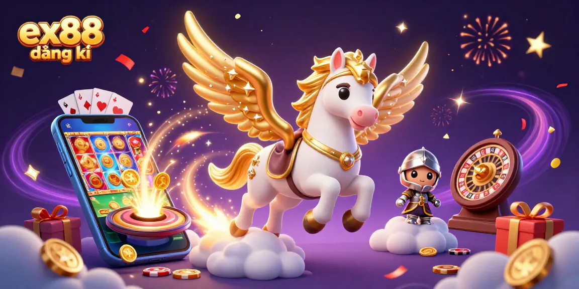 Experience ex88 đăng ký with vibrant casino gaming elements in a magical 3D scene featuring dynamic characters.